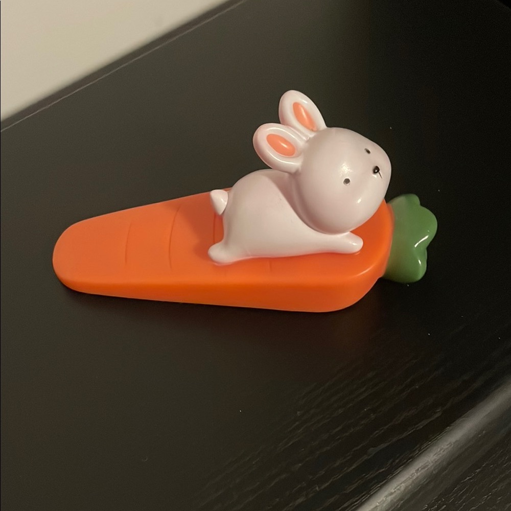 Cute Bunny on Carrot Figurine